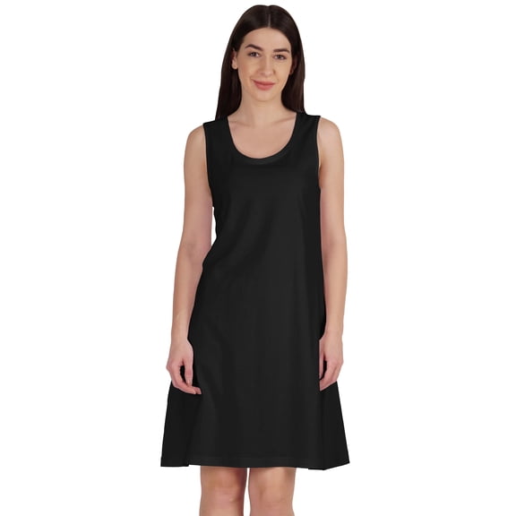 Inkmeso Sleeveless Plain Swing Dress For Women Knee Length A-line Summer Casual Wear