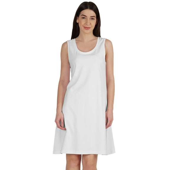 Inkmeso Sleeveless Plain Swing Dress For Women Knee Length A-line Summer Casual Wear