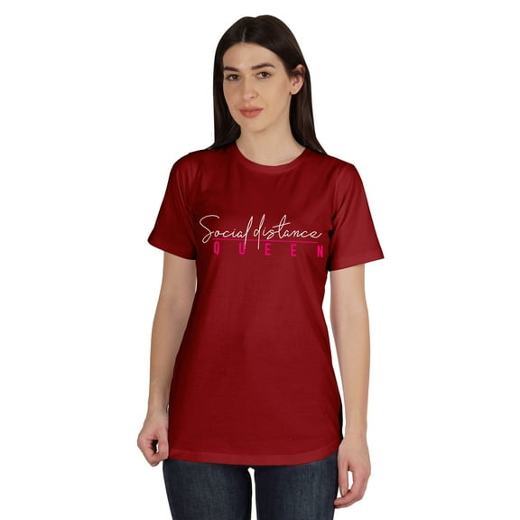 Inkmeso Social Distance Queen Graphic Tshirt Short Sleeve Women Casual Tee