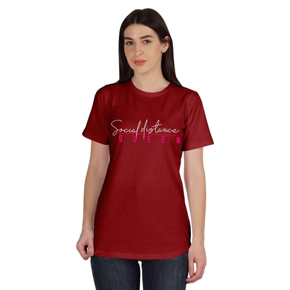 Inkmeso Social Distance Queen Graphic Tshirt Short Sleeve Women Casual Tee