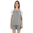 thumbnail image 1 of Inkmeso Solid 2 Pc Nightwear Set For Women Raglan Sleeves Button-Down Top & Shorts Sleepwear-84, 1 of 7