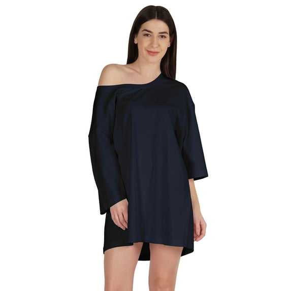 Inkmeso Solid Boyfriend T-Shirt Top For Women Loose Fit Long Sleep Shirt Tee