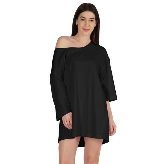 Inkmeso Solid Boyfriend T-Shirt Top For Women Loose Fit Long Sleep Shirt Tee