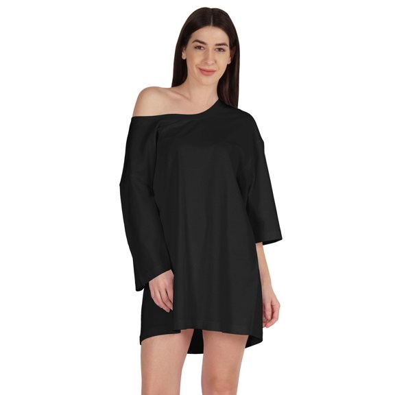 Inkmeso Solid Boyfriend T-Shirt Top For Women Loose Fit Long Sleep Shirt Tee