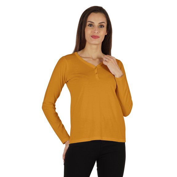 Inkmeso Solid Button Henley T-shirt For Womens Casual BasicLong SleeveTee T-shirts