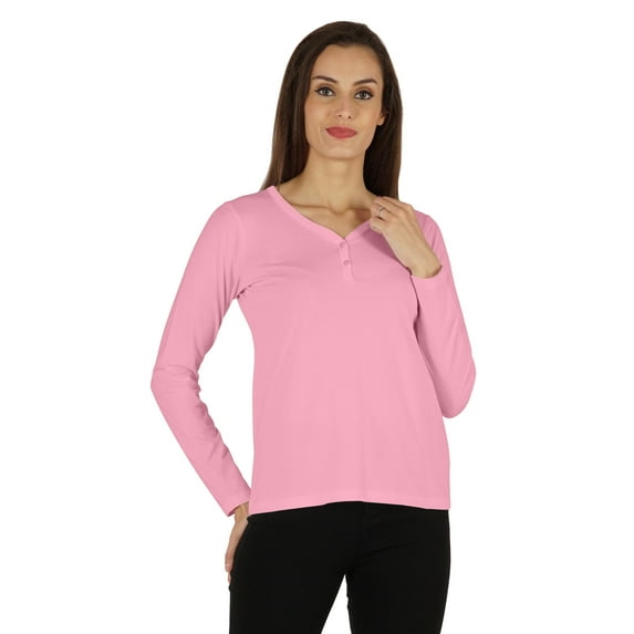 Inkmeso Solid Button Henley T-shirt For Womens Casual BasicLong SleeveTee T-shirts