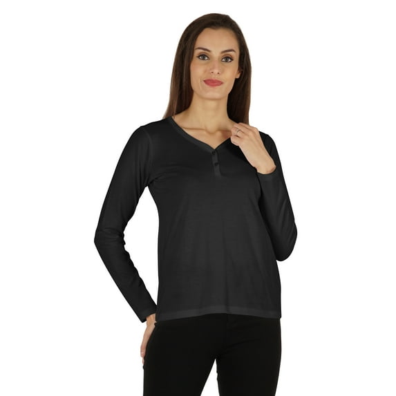 Inkmeso Solid Button Henley T-shirt For Womens Casual BasicLong SleeveTee T-shirts