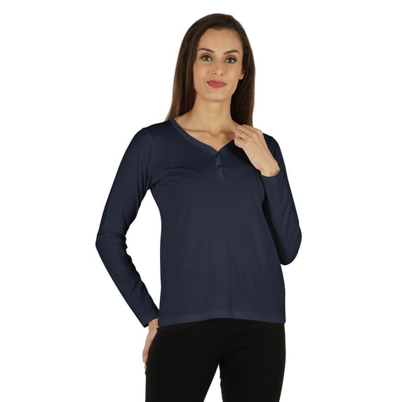 Inkmeso Solid Button Henley T-shirt For Womens Casual BasicLong SleeveTee T-shirts