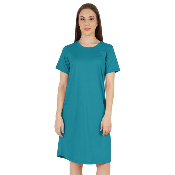 Inkmeso Solid Casual Summer T-Shirt Dress For WoMen's Loose Fit Short Sleeve Tunic Sleep Dress