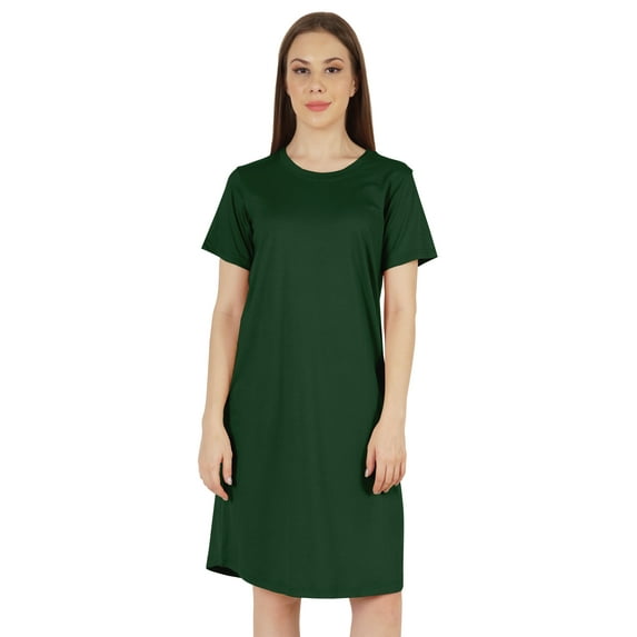 Inkmeso Solid Casual Summer T-Shirt Dress For WoMen's Loose Fit Short Sleeve Tunic Sleep Dress