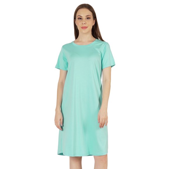 Inkmeso Solid Casual Summer T-Shirt Dress For WoMen's Loose Fit Short Sleeve Tunic Sleep Dress