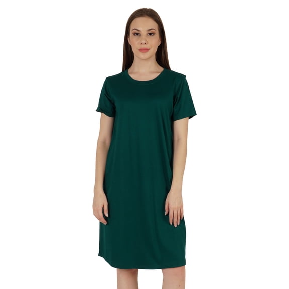 Inkmeso Solid Casual Summer T-Shirt Dress For WoMen's Loose Fit Short Sleeve Tunic Sleep Dress