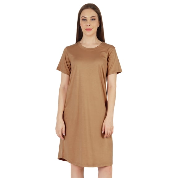 Inkmeso Solid Casual Summer T-Shirt Dress For WoMen's Loose Fit Short Sleeve Tunic Sleep Dress