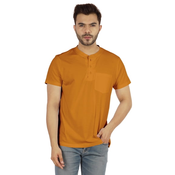 Inkmeso Solid Henley T-Shirt For Mens Cotton Short Sleeve Tee Shirts Pocket Shirt