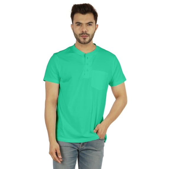 Inkmeso Solid Henley T-Shirt For Mens Cotton Short Sleeve Tee Shirts Pocket Shirt