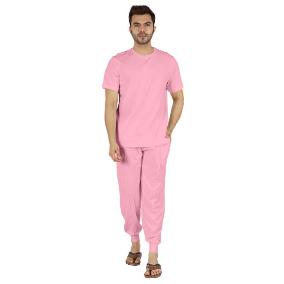 Inkmeso Solid Nightwear For Mens 2 Piece Sleepwear T-shirt And Pants Pajama Set Short Sleeve Pjs Loungewear Set