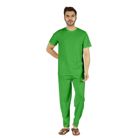 Inkmeso Solid Nightwear Set For Mens Tshirt And Pants Pajama Set Short Sleeve Pjs Loungewear Set