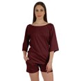 thumbnail image 1 of Inkmeso Solid Nightwear Set For WoMen's Boat Neck Top And Short Sleepwear 2 Pc Loungewear, 1 of 7