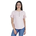 thumbnail image 1 of Inkmeso Solid Roll-Up Sleeve Tops For Women Round Hem Tshirt Summer Everyday Tee, 1 of 7