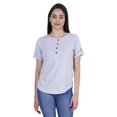 thumbnail image 1 of Inkmeso Solid Roll-Up Sleeve Tops For Women Round Hem Tshirt Summer Everyday Tee, 1 of 7
