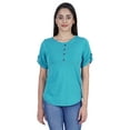 thumbnail image 1 of Inkmeso Solid Roll-Up Sleeve Tops For Women Round Hem Tshirt Summer Everyday Tee, 1 of 7