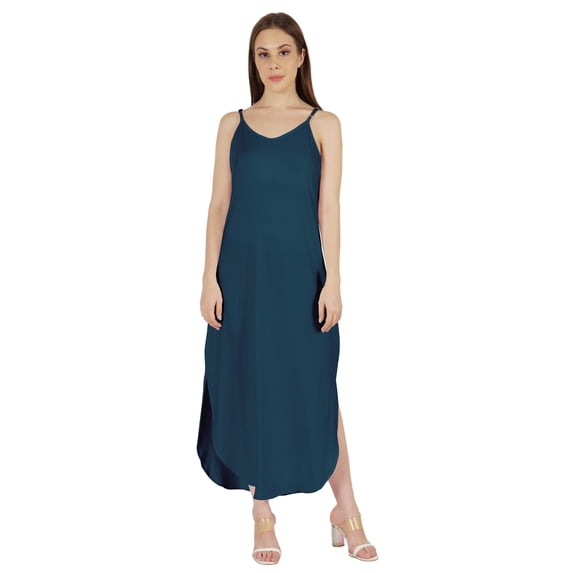 Inkmeso Solid Sexy Summer Dress For Women Spaghetti Strap Casual Beach Resort Maxi Dress