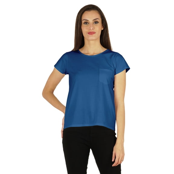 Inkmeso Solid Short Sleeve Basic T-Shirt For Womens Patch Pocket Casual Summer Basic Top