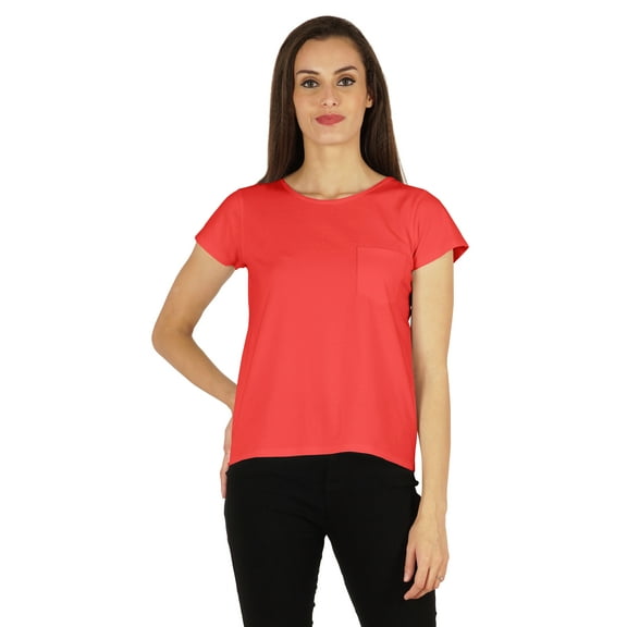Inkmeso Solid Short Sleeve Basic T-Shirt For Womens Patch Pocket Casual Summer Basic Top