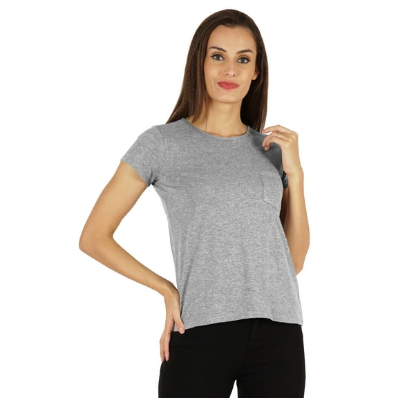 Inkmeso Solid Short Sleeve Basic T-Shirt For Womens Patch Pocket Casual Summer Basic Top