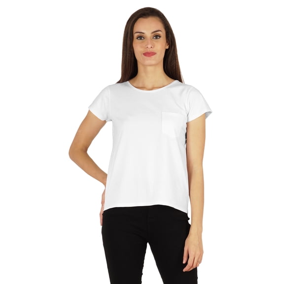 Inkmeso Solid Short Sleeve Basic T-Shirt For Womens Patch Pocket Casual Summer Basic Top