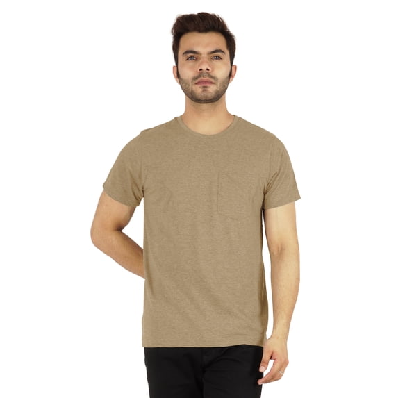 Inkmeso Solid Short Sleeve Crewneck T-ShirtForMens Lightweight EverydayShirtsW/ Patch Pocket