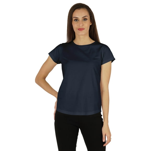 Inkmeso Solid Short Sleeve T-Shirt For Womens Casual Regular Fit Basic Soft T-shirts