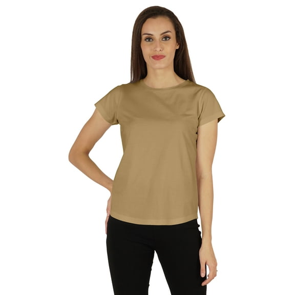 Inkmeso Solid Short Sleeve T-Shirt For Womens Casual Regular Fit Basic Soft T-shirts