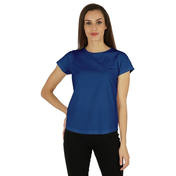 Inkmeso Solid Short Sleeve T-Shirt For Womens Casual Regular Fit Basic Soft T-shirts