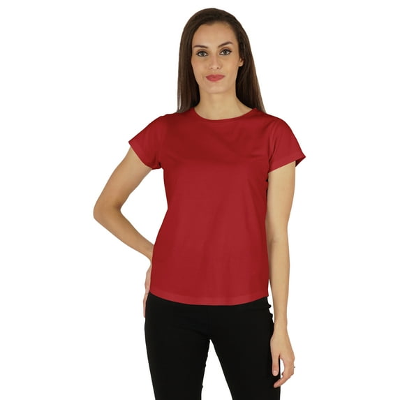 Inkmeso Solid Short Sleeve T-Shirt For Womens Casual Regular Fit Basic Soft T-shirts