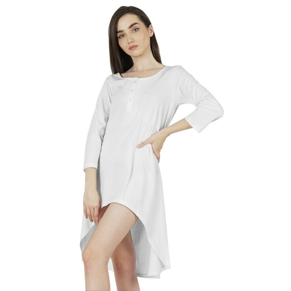 Inkmeso Solid Summer Casual Tunic Dress For Women's Short Mini Dresses With Button Placket