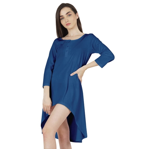 Inkmeso Solid Summer Casual Tunic Dress For Women's Short Mini Dresses With Button Placket