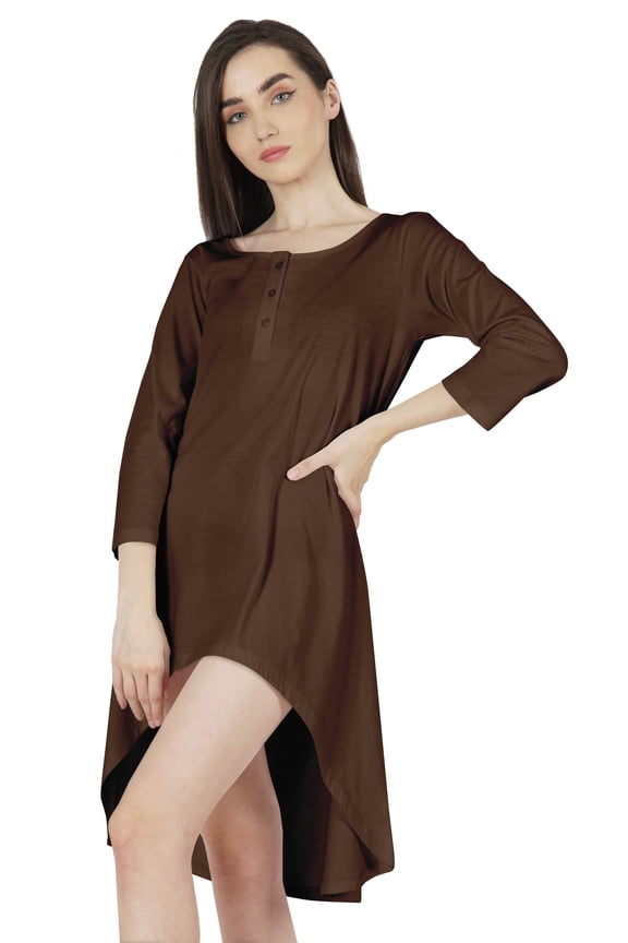 Solid Summer Casual Tunic Dress For Women's Short Mini Dresses With Button Placket