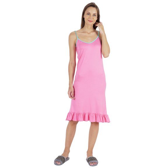 Inkmeso Solid WoMen's Spaghetti Strap Nightwear Sleeveless Chemise Nightdress