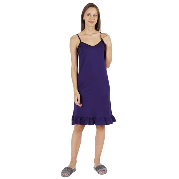 Inkmeso Solid WoMen's Spaghetti Strap Nightwear Sleeveless Chemise Nightdress