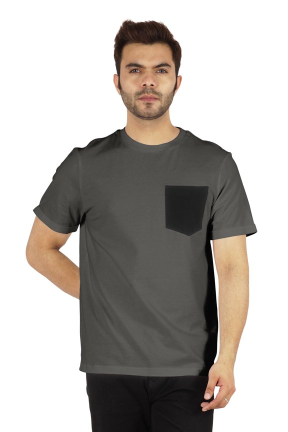 SolidComfortable Cotton T-Shirt ForMens Classic-Fit Short Sleeve Lightweight Shirt W/ Patch Pocket