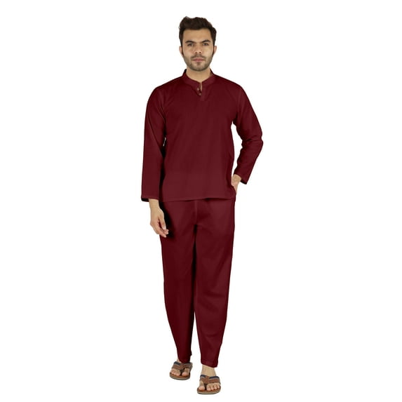 Inkmeso SolidNightwearSet For Men's Short Sleeve Pjs Loungewear Sets Soft Cotton Designer Sleepwear