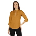 thumbnail image 1 of Inkmeso Stylish Mandarin Collar Top For Women Casual Solid Relaxed-Fit Zipper Front Tunic, 1 of 7