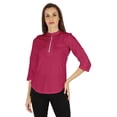 thumbnail image 1 of Inkmeso Stylish Mandarin Collar Top For Women Casual Solid Relaxed-Fit Zipper Front Tunic, 1 of 7
