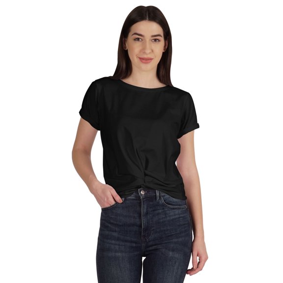 Inkmeso Summer Twist Front Knot Crop Top For Women With Short Sleeves Tee Shirts