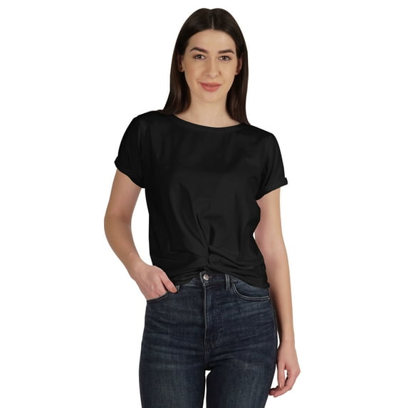 Inkmeso Summer Twist Front Knot Crop Top For Women With Short Sleeves Tee Shirts