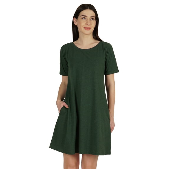 Inkmeso Swing Dress With Pockets Summer Cotton Tunic Tshirt Dress For Women