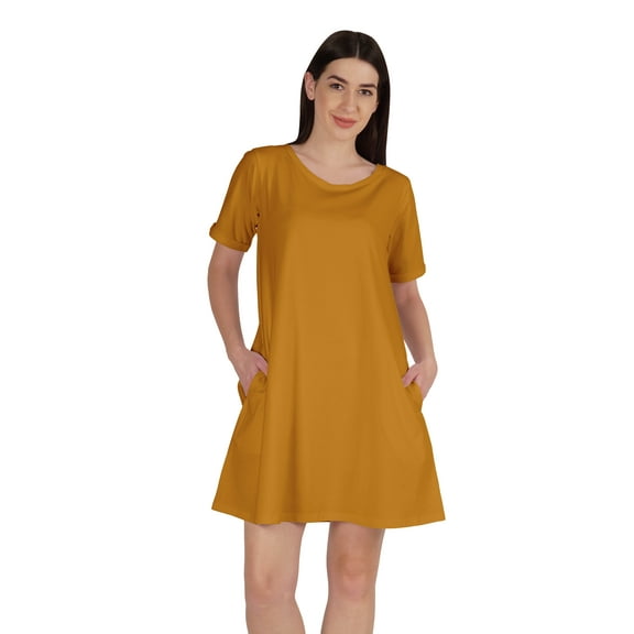 Inkmeso Swing Dress With Pockets Summer Cotton Tunic Tshirt Dress For Women