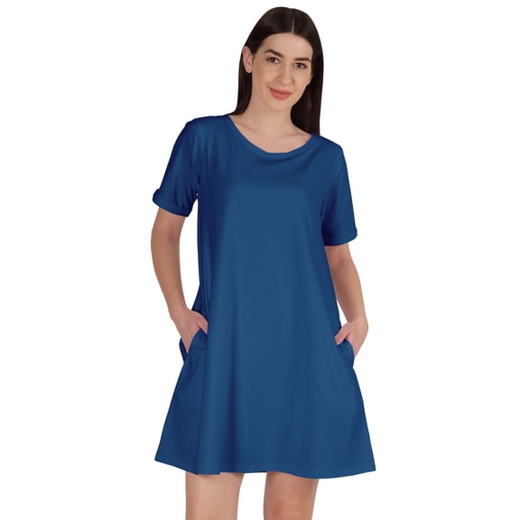 Inkmeso Swing Dress With Pockets Summer Cotton Tunic Tshirt Dress For Women