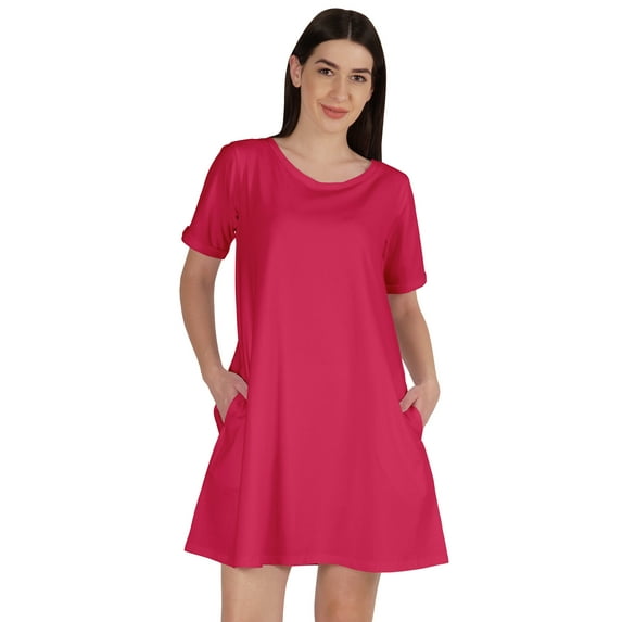 Inkmeso Swing Dress With Pockets Summer Cotton Tunic Tshirt Dress For Women